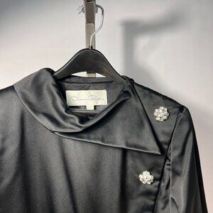 VTG COLL OSCAR DE LA RENTA Black Satin Coat Dress1940/50's size 12